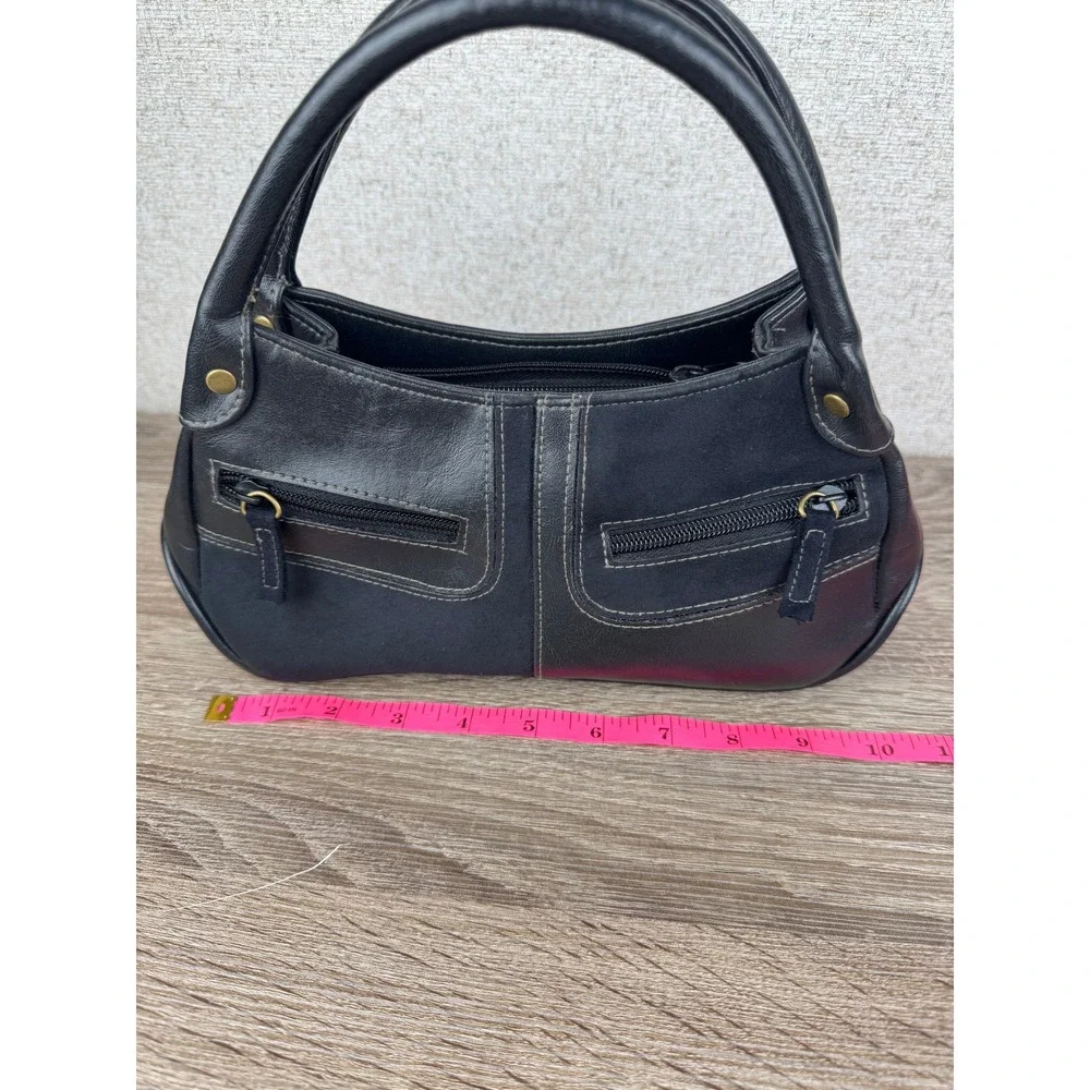 Y2K Style Black Vegan Leather Faux Suede Hobo Bag — Soho Shoulder Bag